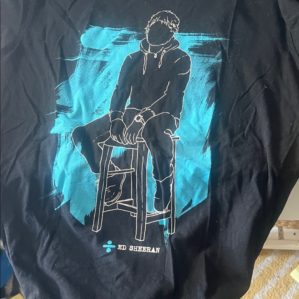Ed Sheeran Graphic Tee in Black with Teal Artwork